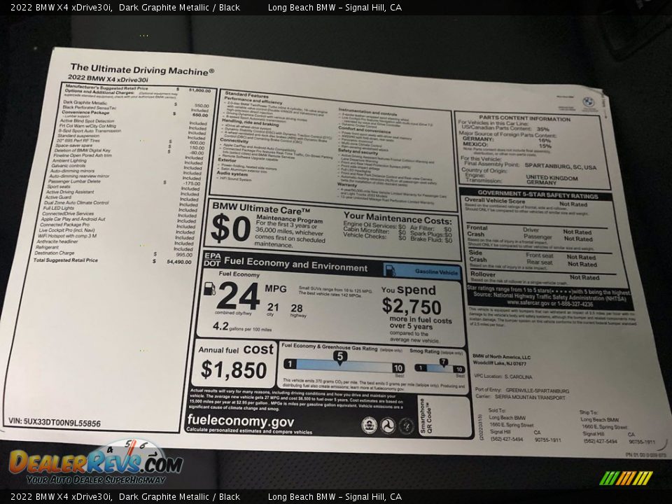 2022 BMW X4 xDrive30i Window Sticker Photo #25