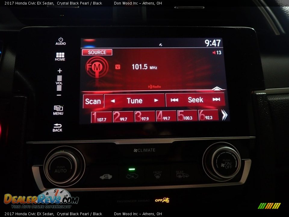 2017 Honda Civic EX Sedan Crystal Black Pearl / Black Photo #27