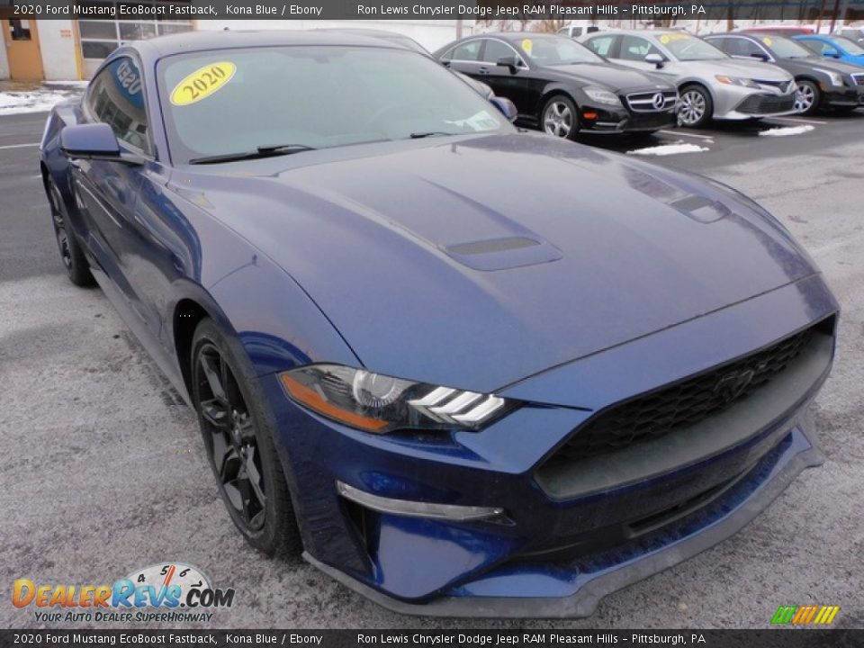 2020 Ford Mustang EcoBoost Fastback Kona Blue / Ebony Photo #8