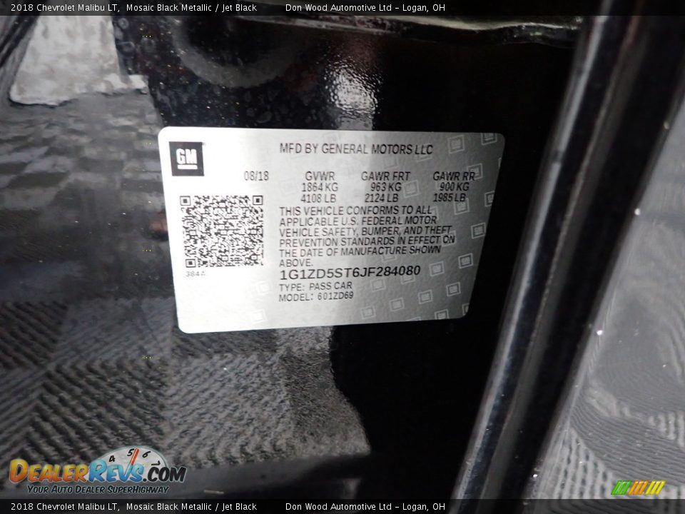 2018 Chevrolet Malibu LT Mosaic Black Metallic / Jet Black Photo #36