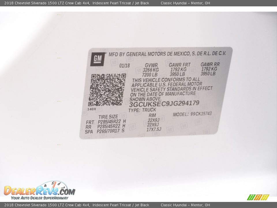 2018 Chevrolet Silverado 1500 LTZ Crew Cab 4x4 Iridescent Pearl Tricoat / Jet Black Photo #23