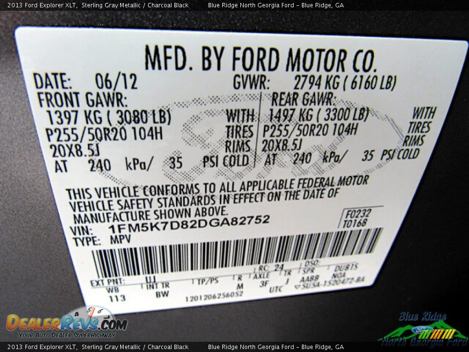 2013 Ford Explorer XLT Sterling Gray Metallic / Charcoal Black Photo #22