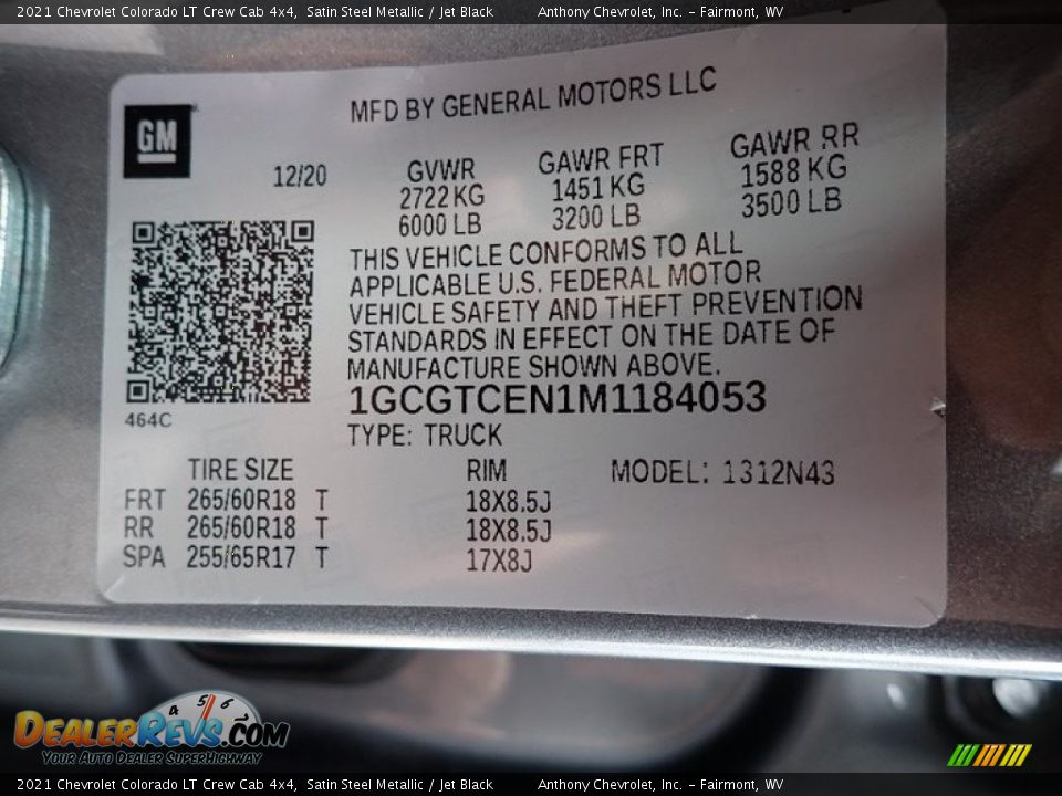 2021 Chevrolet Colorado LT Crew Cab 4x4 Satin Steel Metallic / Jet Black Photo #15