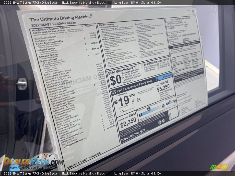 2022 BMW 7 Series 750i xDrive Sedan Window Sticker Photo #25