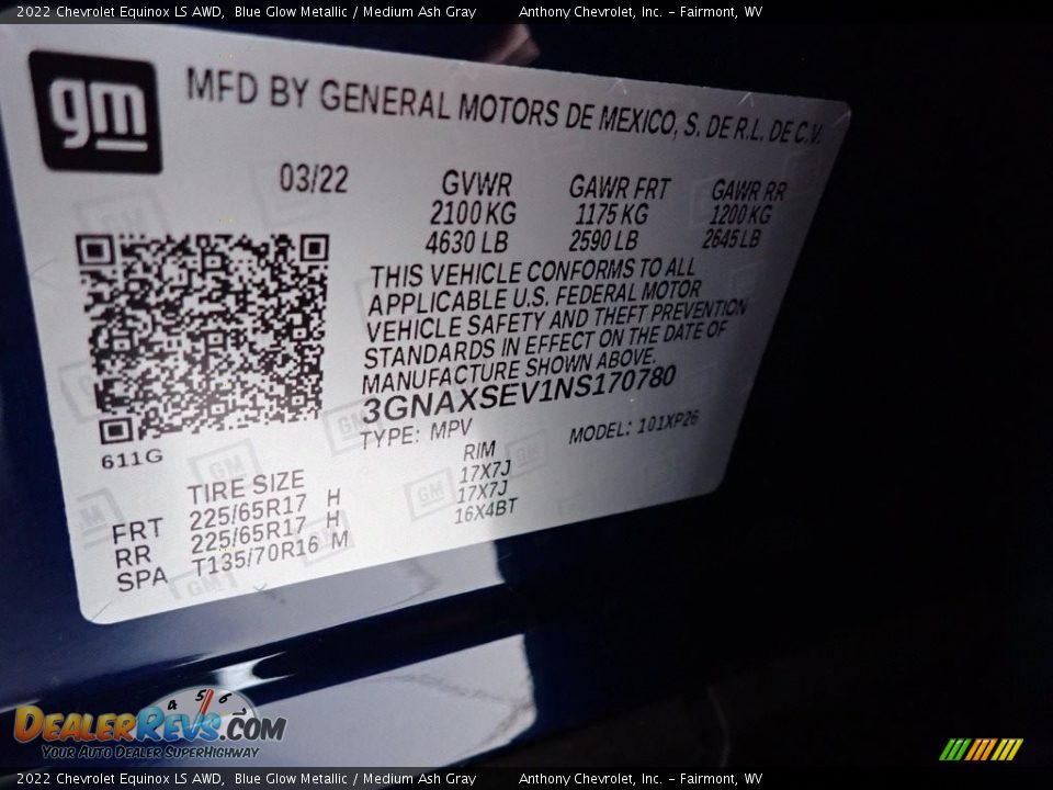 2022 Chevrolet Equinox LS AWD Blue Glow Metallic / Medium Ash Gray Photo #15