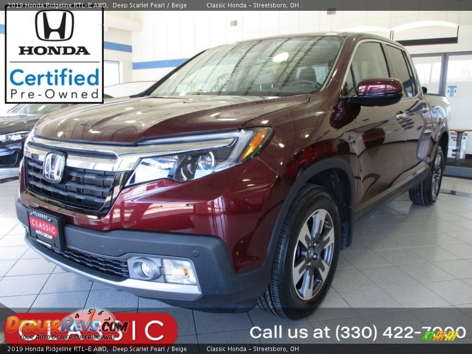 2019 Honda Ridgeline RTL-E AWD Deep Scarlet Pearl / Beige Photo #1