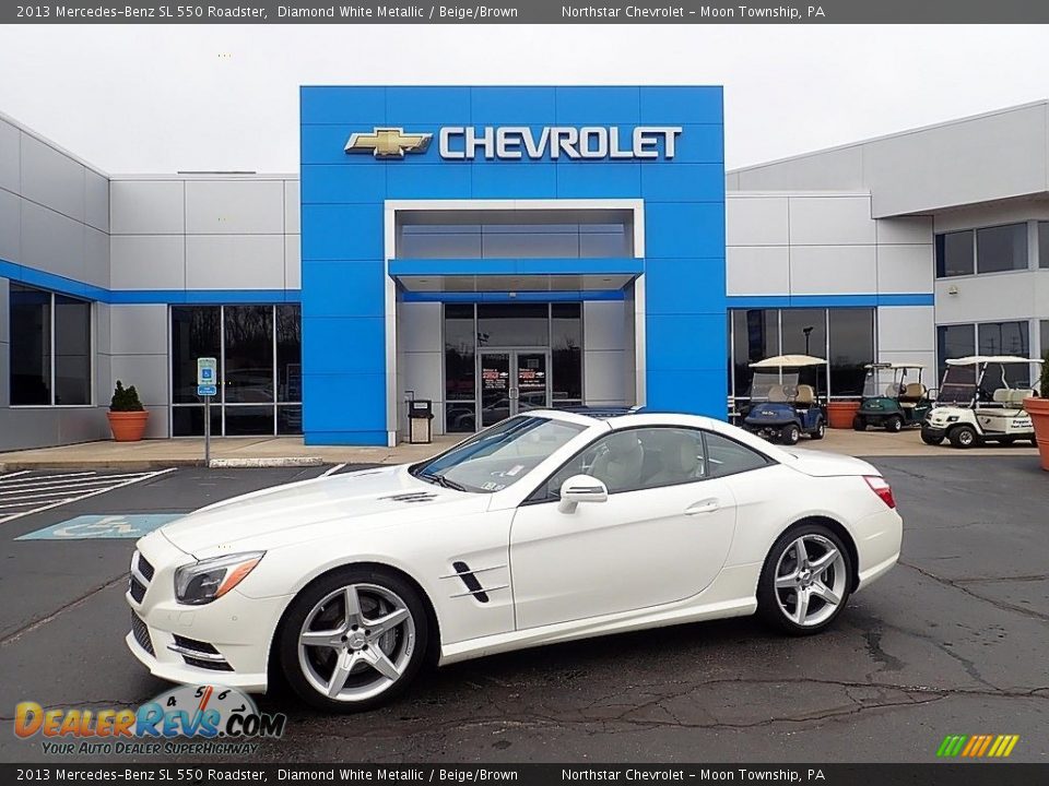 2013 Mercedes-Benz SL 550 Roadster Diamond White Metallic / Beige/Brown Photo #1