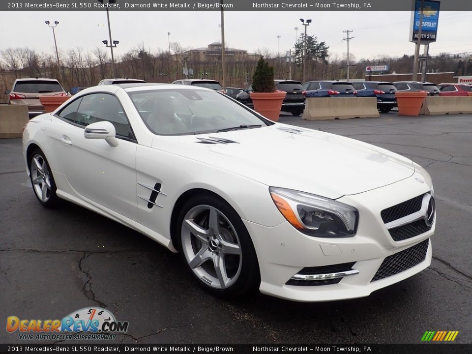 2013 Mercedes-Benz SL 550 Roadster Diamond White Metallic / Beige/Brown Photo #11