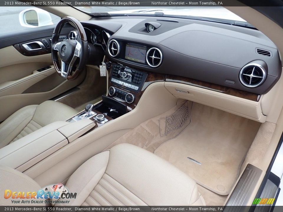 2013 Mercedes-Benz SL 550 Roadster Diamond White Metallic / Beige/Brown Photo #16