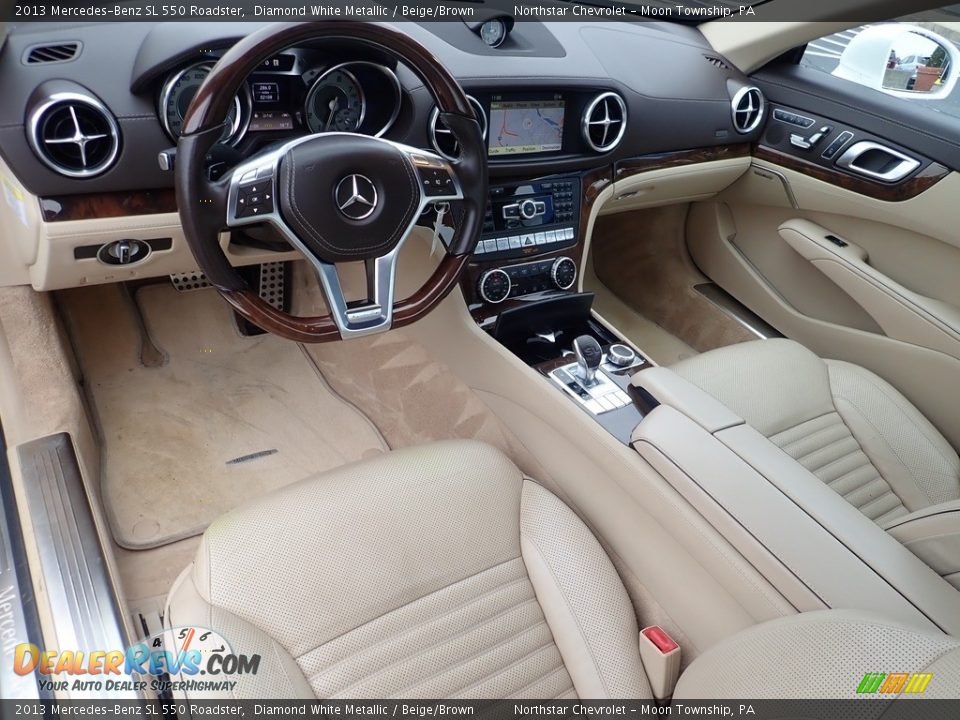 2013 Mercedes-Benz SL 550 Roadster Diamond White Metallic / Beige/Brown Photo #19