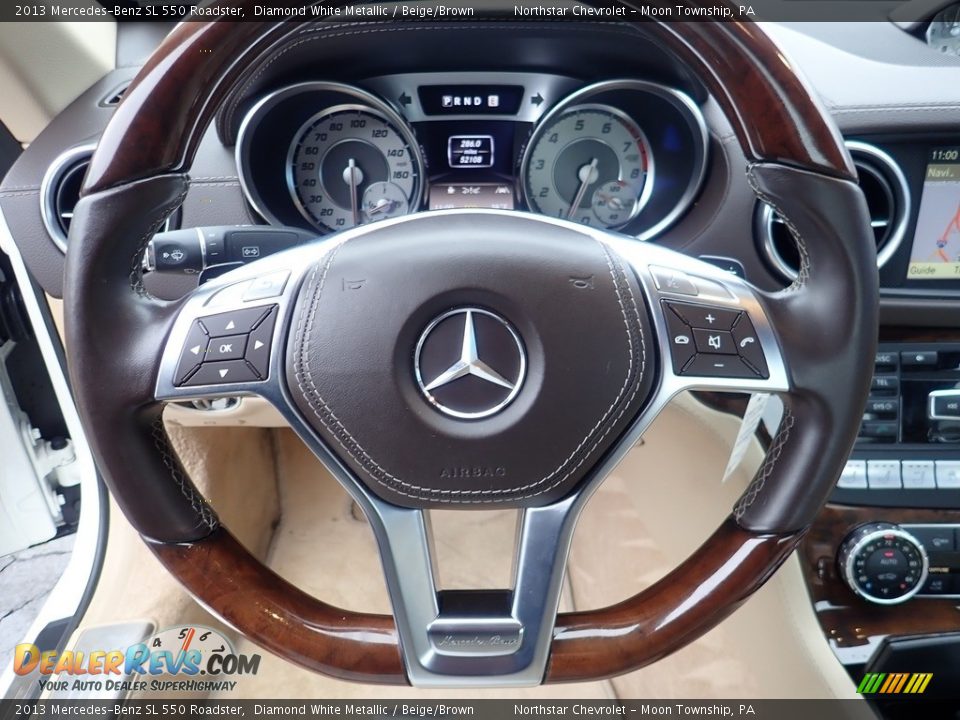 2013 Mercedes-Benz SL 550 Roadster Diamond White Metallic / Beige/Brown Photo #22