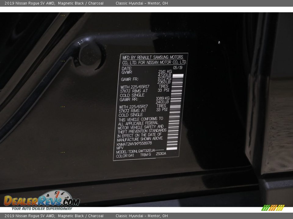 2019 Nissan Rogue SV AWD Magnetic Black / Charcoal Photo #20