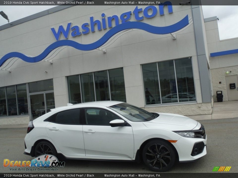 2019 Honda Civic Sport Hatchback White Orchid Pearl / Black Photo #2