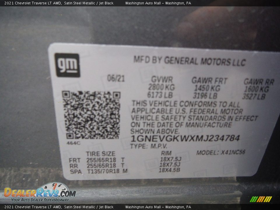 2021 Chevrolet Traverse LT AWD Satin Steel Metallic / Jet Black Photo #32