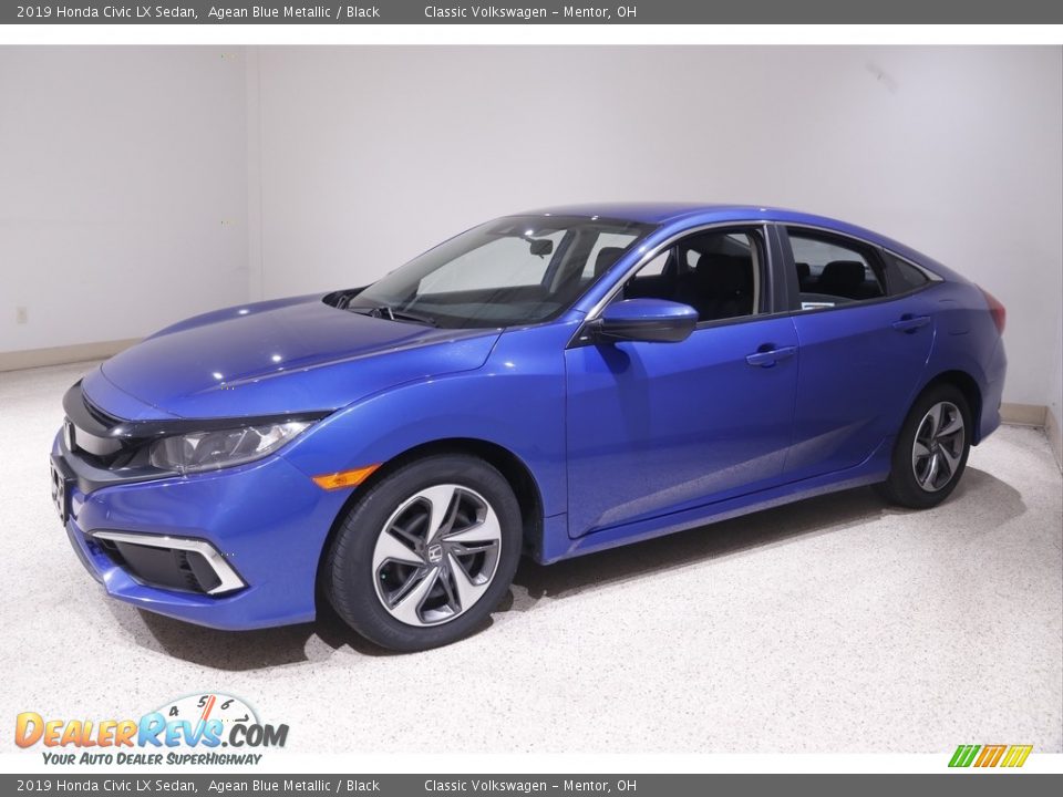 2019 Honda Civic LX Sedan Agean Blue Metallic / Black Photo #3