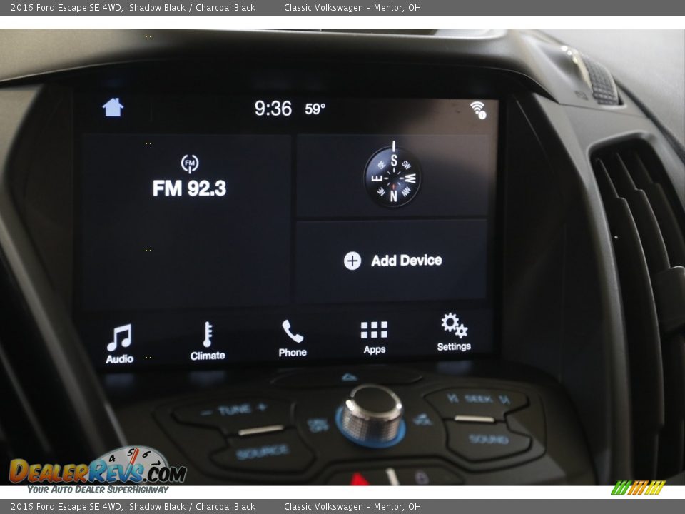 2016 Ford Escape SE 4WD Shadow Black / Charcoal Black Photo #10