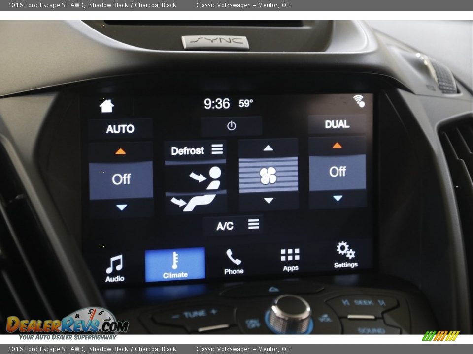 2016 Ford Escape SE 4WD Shadow Black / Charcoal Black Photo #11