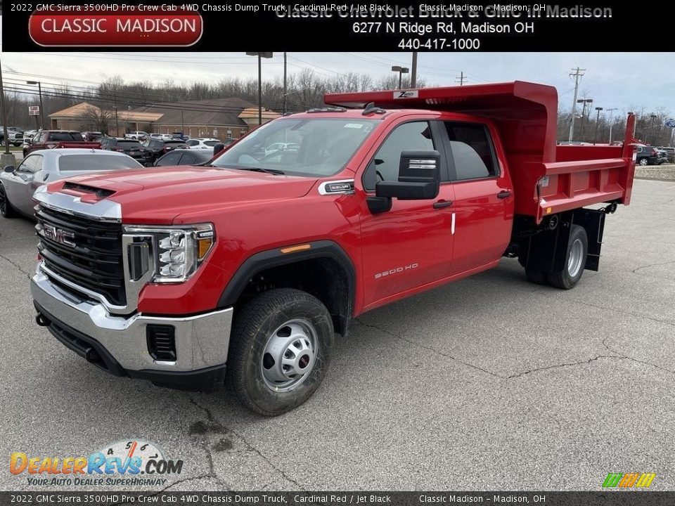 2022 GMC Sierra 3500HD Pro Crew Cab 4WD Chassis Dump Truck Cardinal Red / Jet Black Photo #1