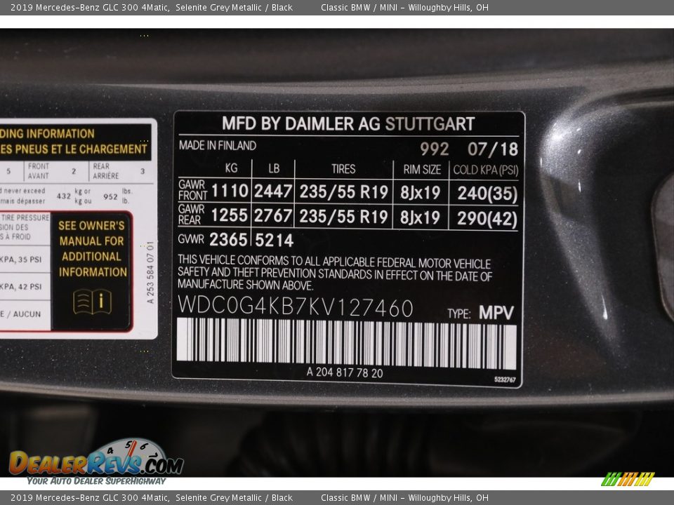2019 Mercedes-Benz GLC 300 4Matic Selenite Grey Metallic / Black Photo #22