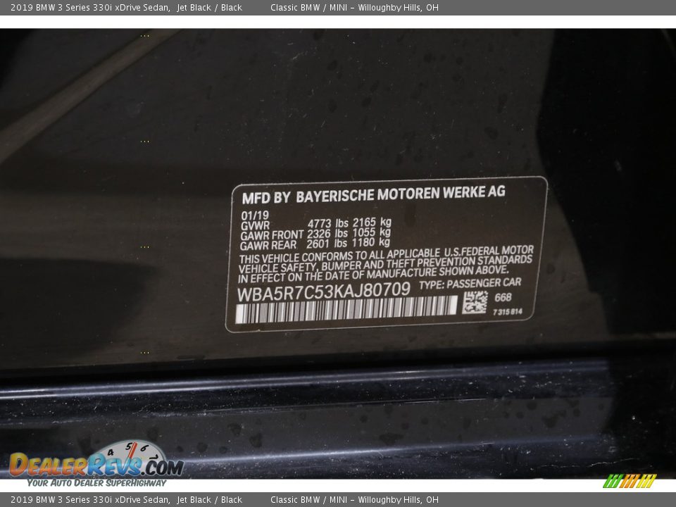2019 BMW 3 Series 330i xDrive Sedan Jet Black / Black Photo #22