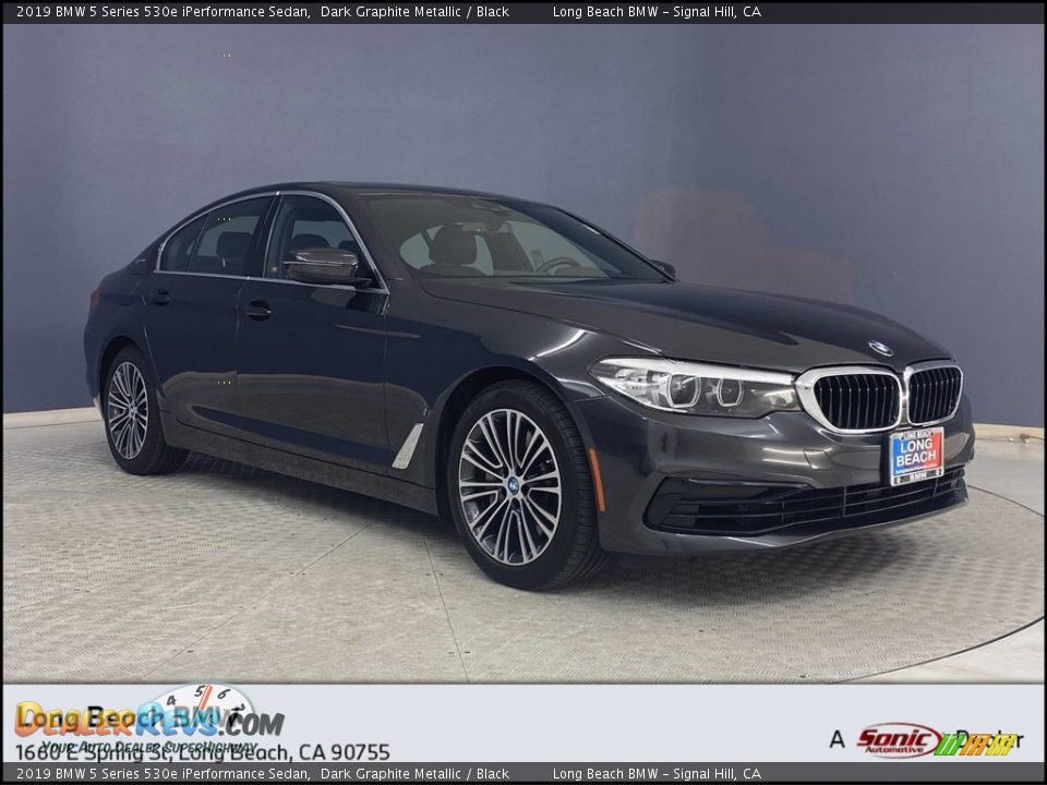 2019 BMW 5 Series 530e iPerformance Sedan Dark Graphite Metallic / Black Photo #1