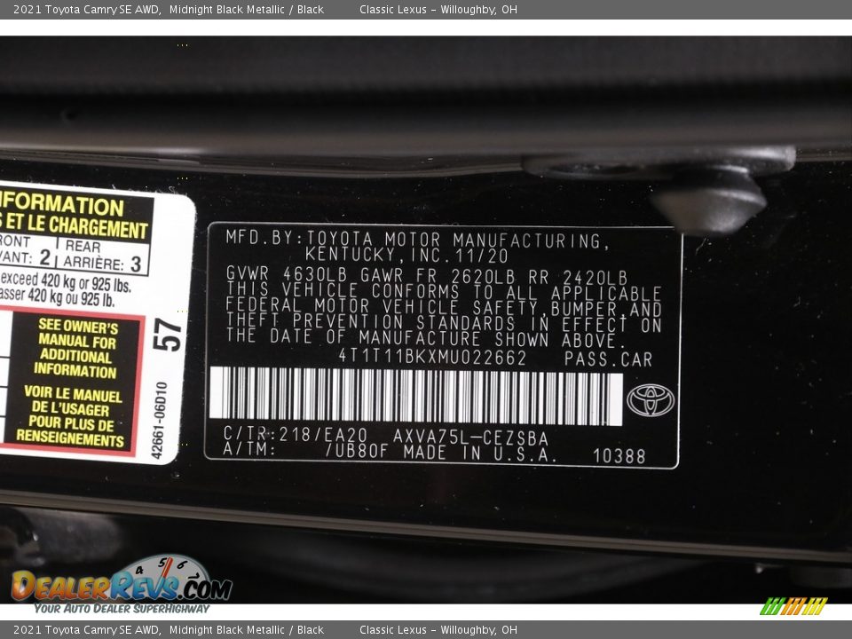 2021 Toyota Camry SE AWD Midnight Black Metallic / Black Photo #19