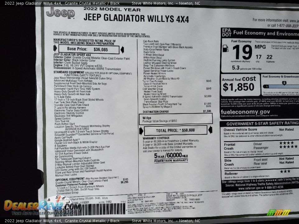 2022 Jeep Gladiator Willys 4x4 Granite Crystal Metallic / Black Photo #28