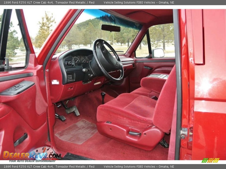 Red Interior - 1996 Ford F250 XLT Crew Cab 4x4 Photo #2