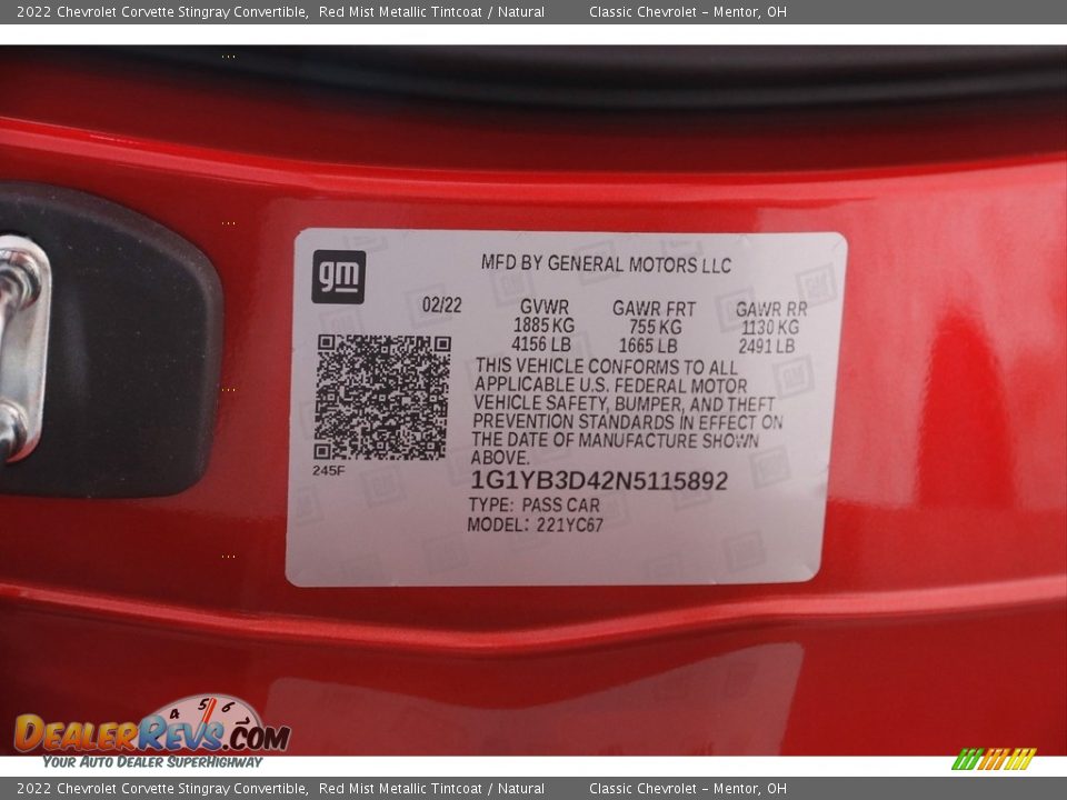 2022 Chevrolet Corvette Stingray Convertible Red Mist Metallic Tintcoat / Natural Photo #28