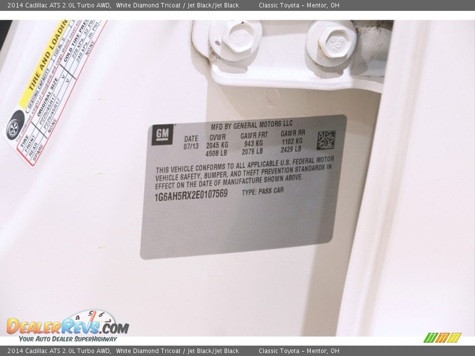 2014 Cadillac ATS 2.0L Turbo AWD White Diamond Tricoat / Jet Black/Jet Black Photo #22