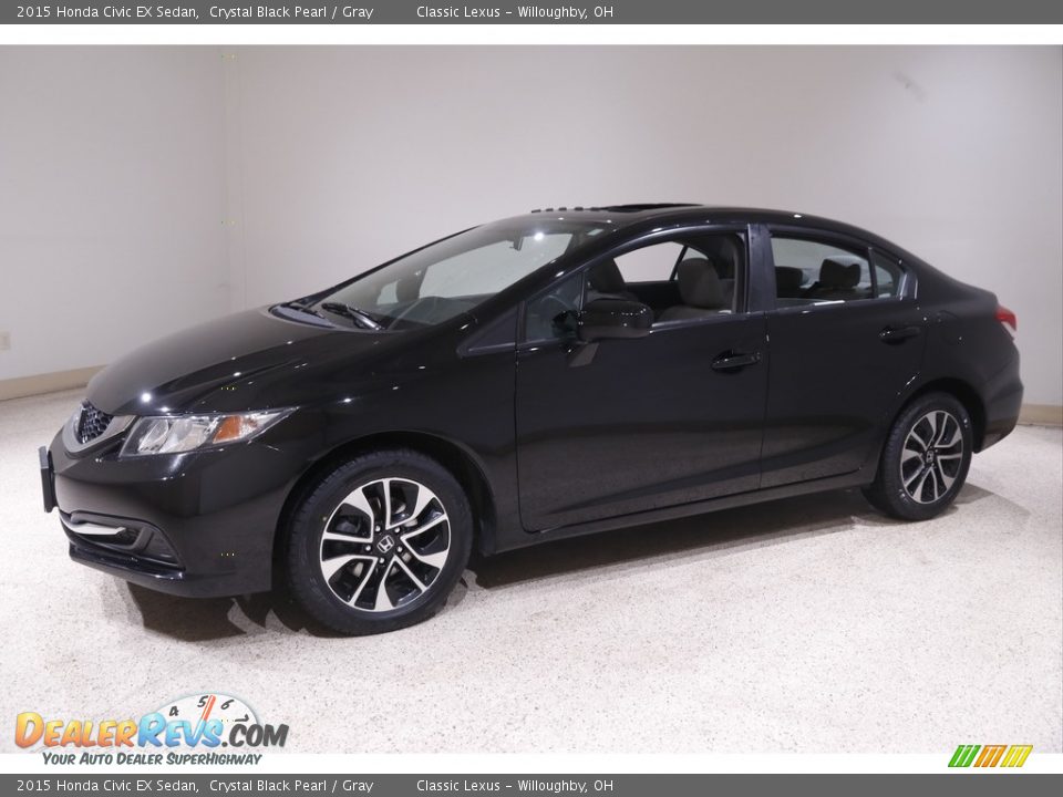 2015 Honda Civic EX Sedan Crystal Black Pearl / Gray Photo #3