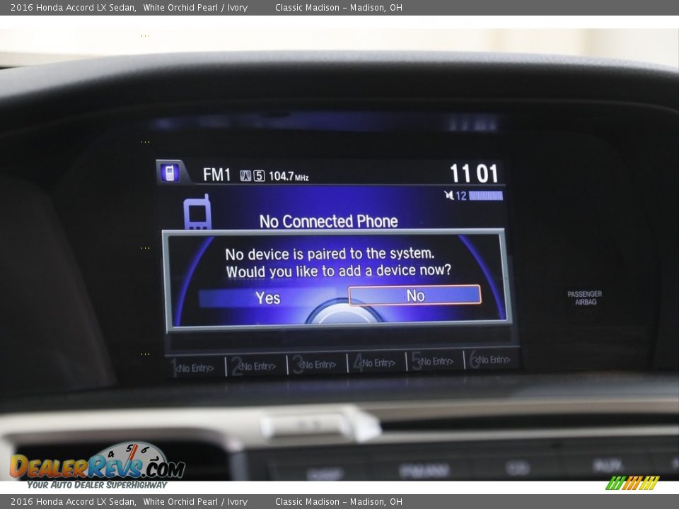 2016 Honda Accord LX Sedan White Orchid Pearl / Ivory Photo #11