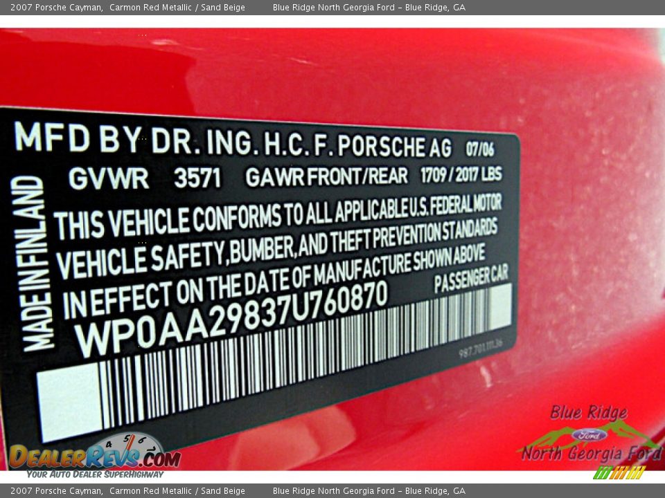 2007 Porsche Cayman Carmon Red Metallic / Sand Beige Photo #21