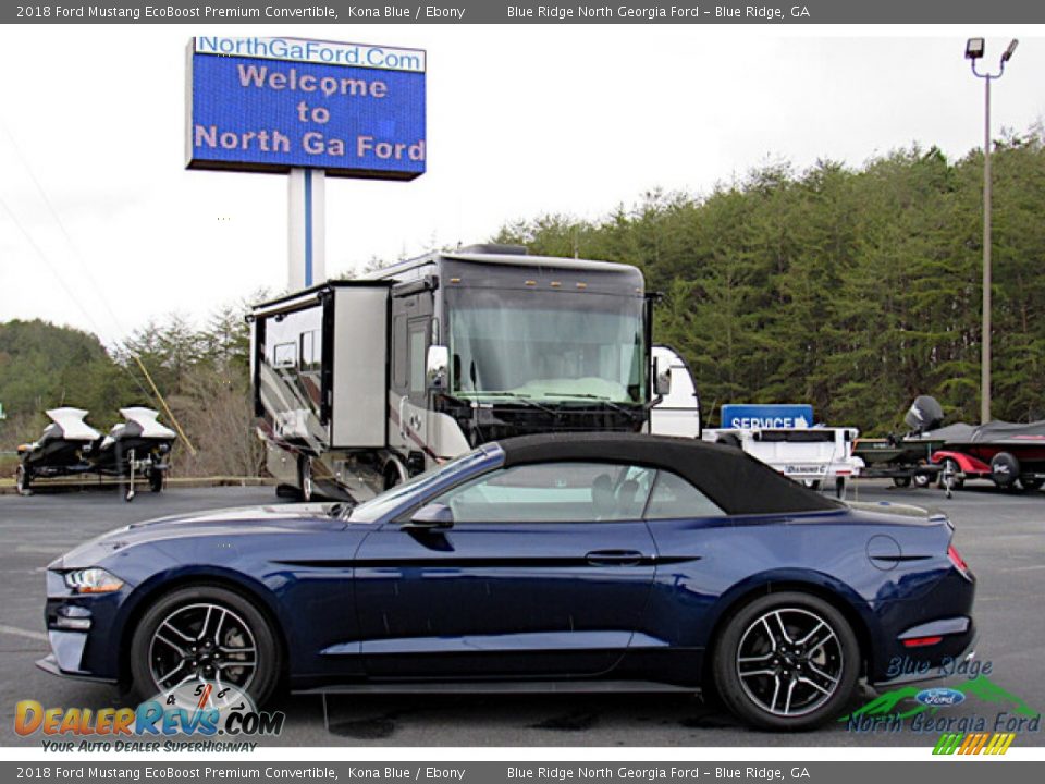 2018 Ford Mustang EcoBoost Premium Convertible Kona Blue / Ebony Photo #2