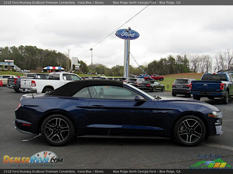 2018 Ford Mustang EcoBoost Premium Convertible Kona Blue / Ebony Photo #6