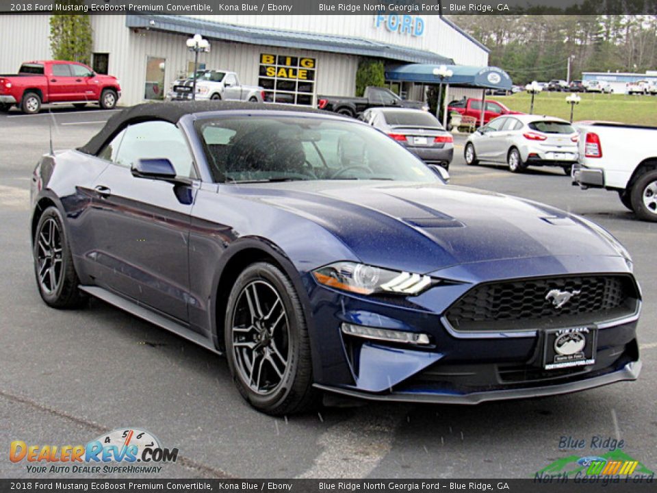 2018 Ford Mustang EcoBoost Premium Convertible Kona Blue / Ebony Photo #7