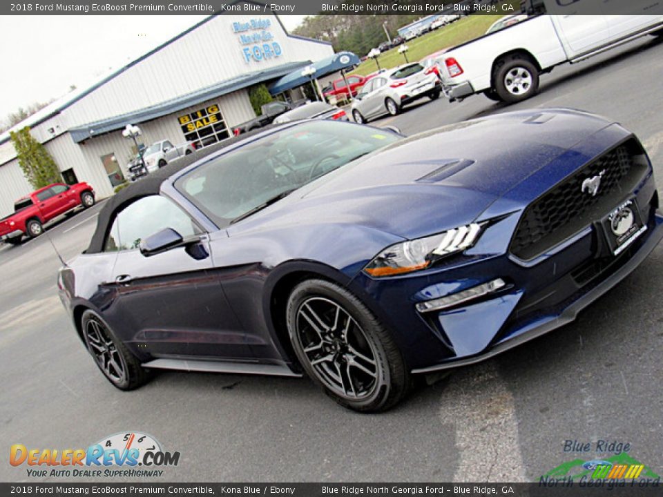 2018 Ford Mustang EcoBoost Premium Convertible Kona Blue / Ebony Photo #24