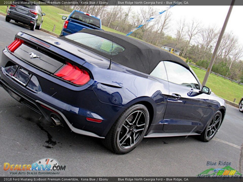 2018 Ford Mustang EcoBoost Premium Convertible Kona Blue / Ebony Photo #25