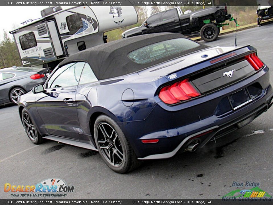 2018 Ford Mustang EcoBoost Premium Convertible Kona Blue / Ebony Photo #26