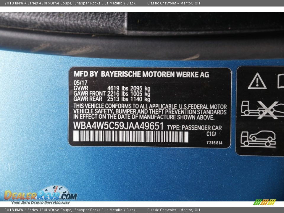 2018 BMW 4 Series 430i xDrive Coupe Snapper Rocks Blue Metallic / Black Photo #23