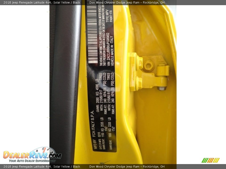 2018 Jeep Renegade Latitude 4x4 Solar Yellow / Black Photo #35