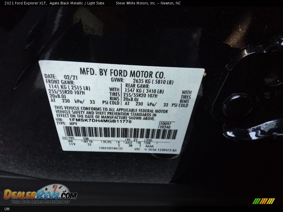 Ford Color Code UM Agate Black Metallic