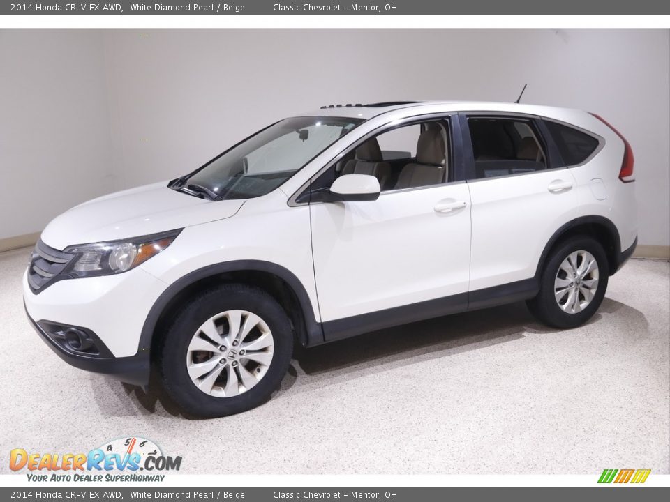 2014 Honda CR-V EX AWD White Diamond Pearl / Beige Photo #3