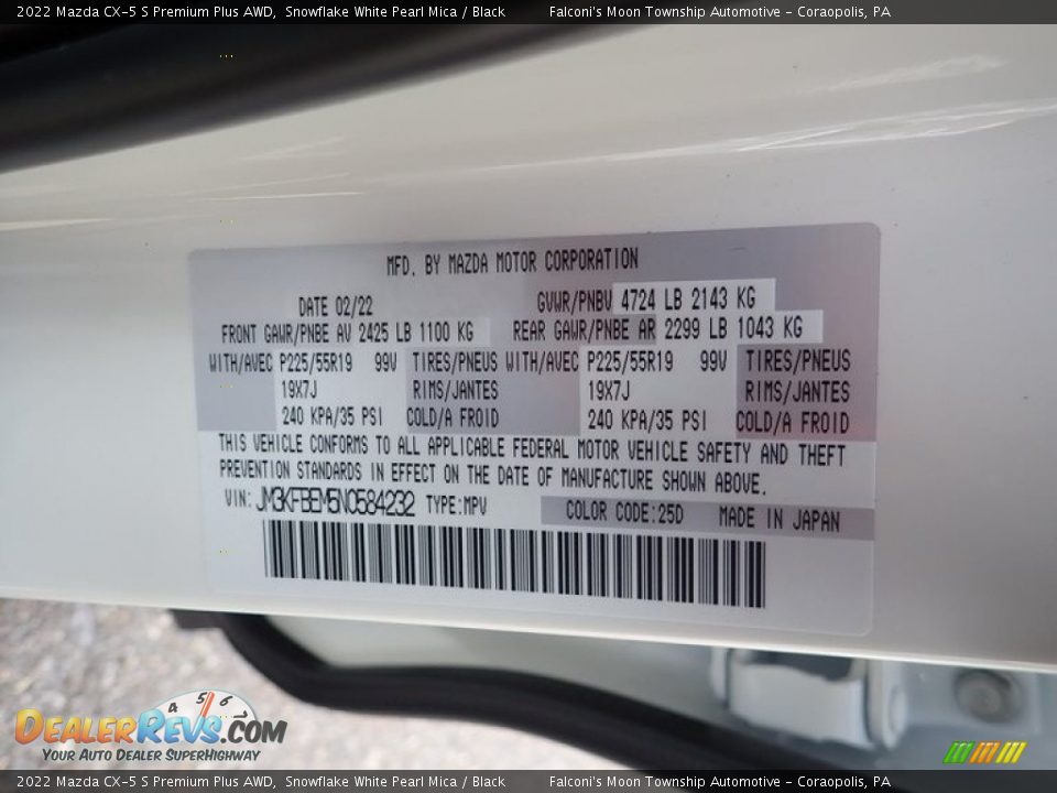 2022 Mazda CX-5 S Premium Plus AWD Snowflake White Pearl Mica / Black Photo #18