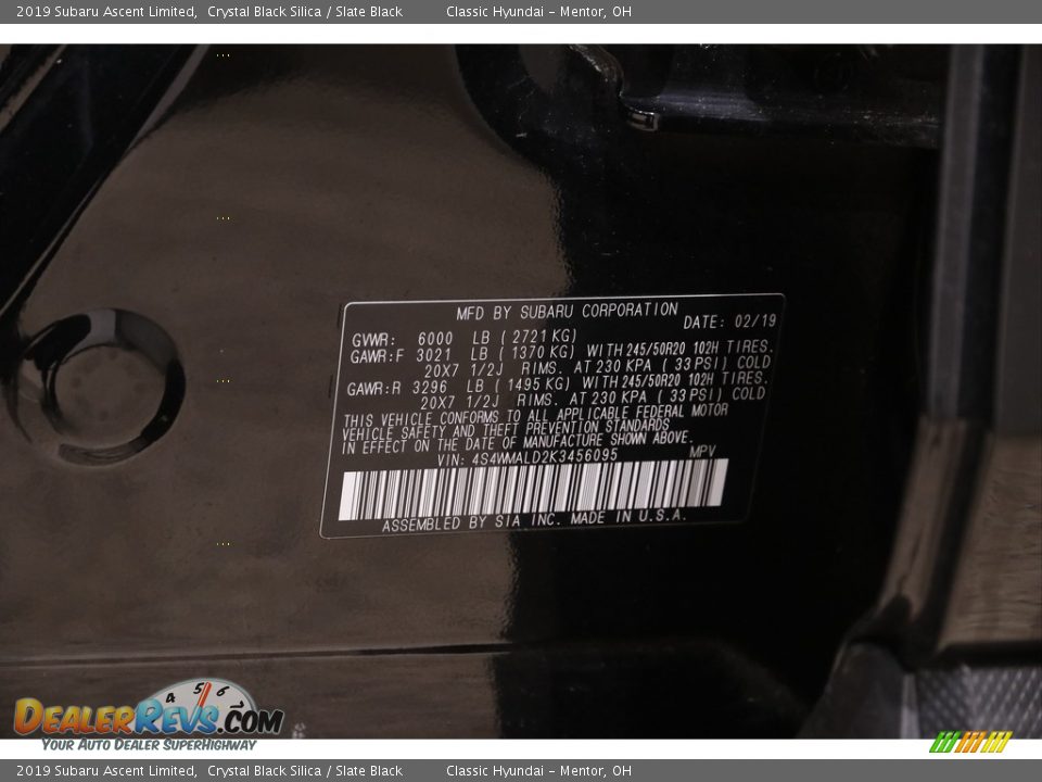 2019 Subaru Ascent Limited Crystal Black Silica / Slate Black Photo #27