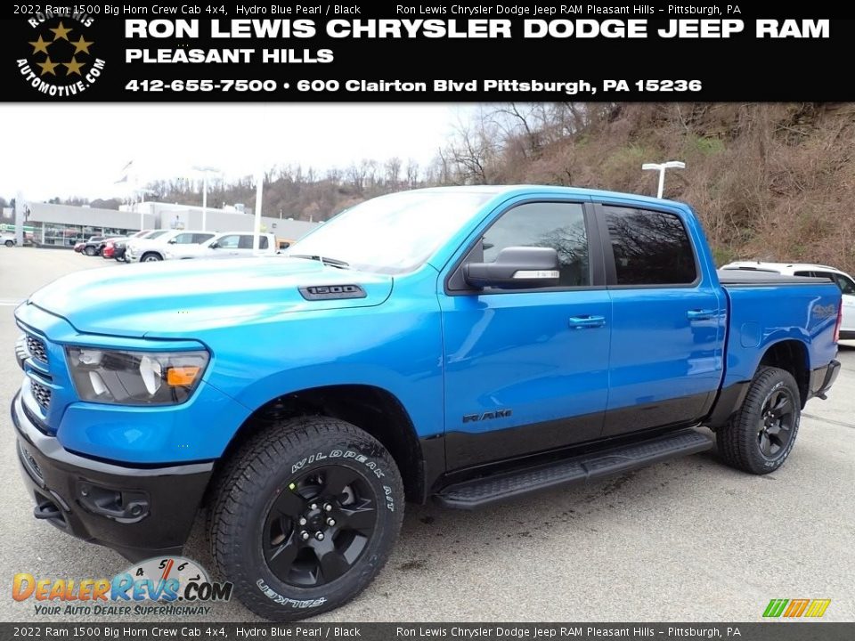 2022 Ram 1500 Big Horn Crew Cab 4x4 Hydro Blue Pearl / Black Photo #1