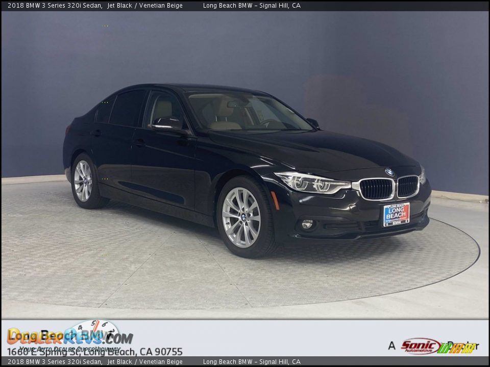 2018 BMW 3 Series 320i Sedan Jet Black / Venetian Beige Photo #1