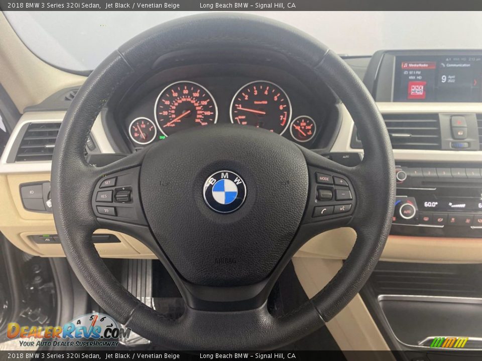 2018 BMW 3 Series 320i Sedan Jet Black / Venetian Beige Photo #17