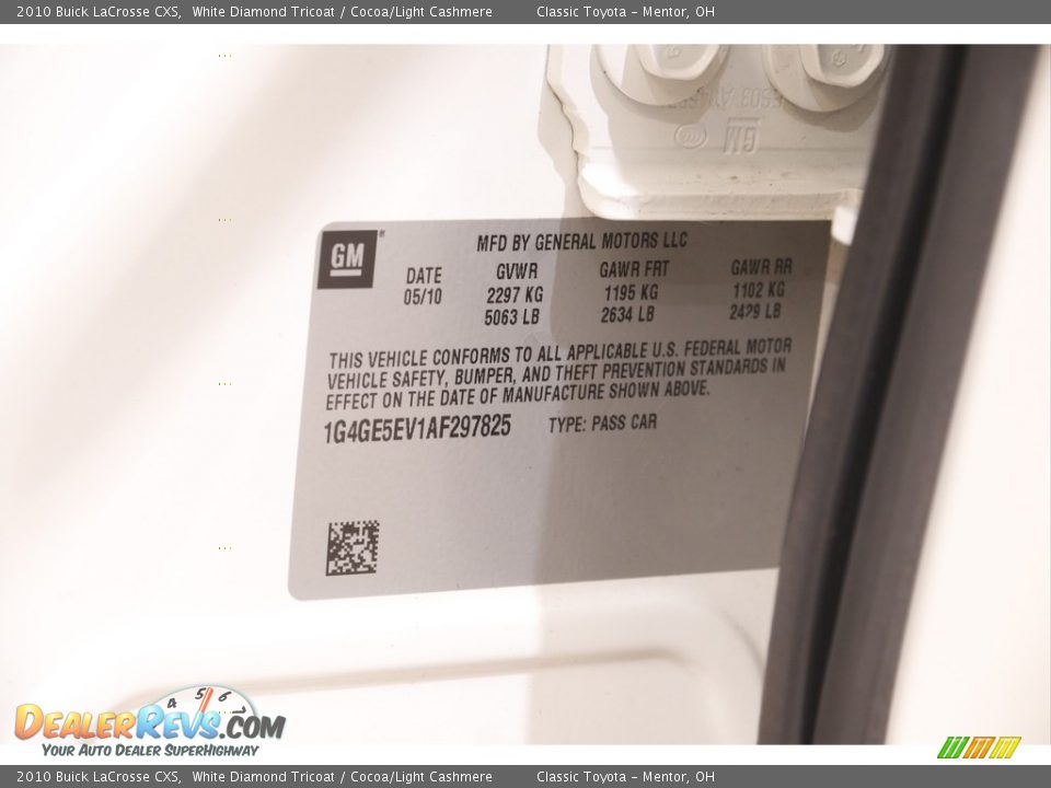 2010 Buick LaCrosse CXS White Diamond Tricoat / Cocoa/Light Cashmere Photo #22