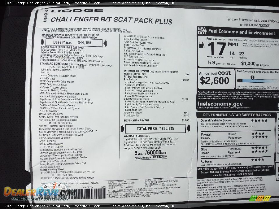 2022 Dodge Challenger R/T Scat Pack Frostbite / Black Photo #27
